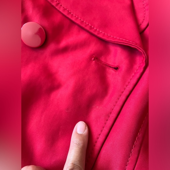 Women's Donatella Double Breasted Ruffle Hem Coat Red Size XL - Picture 9 of 14